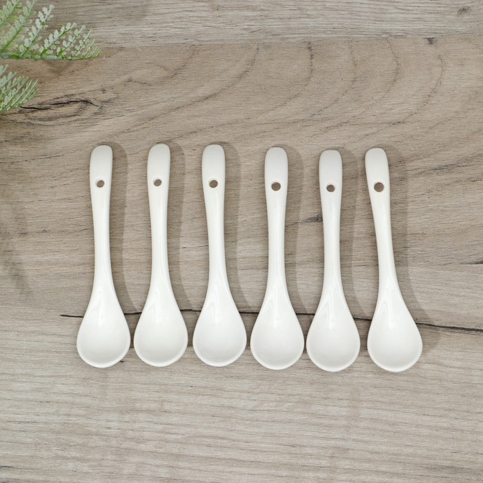 Набор фарфоровых ложек Доляна &laquo;Эстет&raquo;, 6 предметов, 11&times;2,6&times;1 см, цвет белый