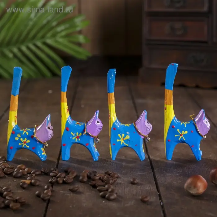 Сувенирный набор "Кошечки цветные под кольца" 4 штуки 7х5х10 см