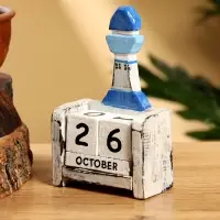 Календарь настольный &laquo;Маяк&raquo;, 7&times;4&times;11 см, дерево, бело-синий