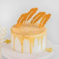 Набор топперов для торта &laquo;Перо&raquo;, 4 шт, цвет золотой