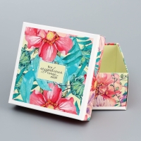 Коробка складная, крышка-дно, "Комплимент", 10 х 10 х 5 см без окна Коробка складная, крышка-дно, "Комплимент", 10 х 10 х 5 см без окна