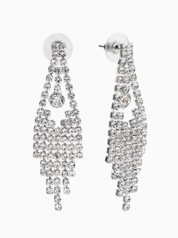 Набор 2 предмета: серьги, колье со стразами &laquo;Лёд&raquo;, d=13.5 см, белый в серебре