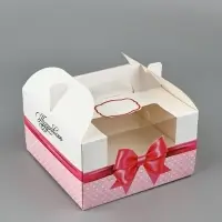 Упаковка для кондитерских изделий, под бенто - торт &laquo;Поздравляю&raquo;, 14&times;14&times;8 см