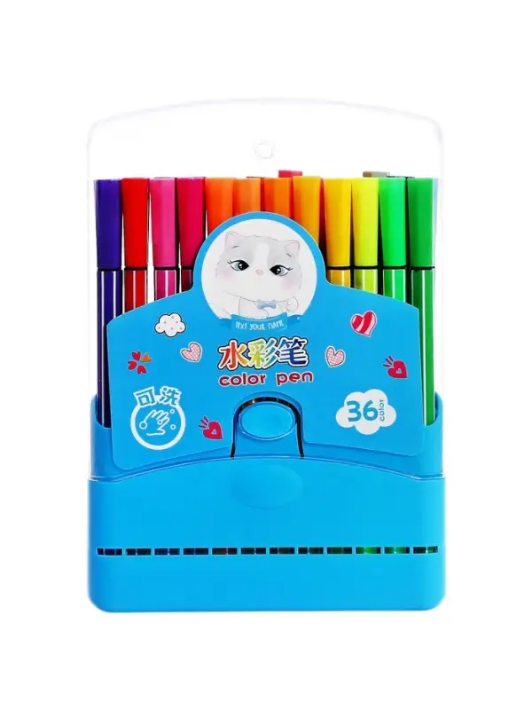 Фломастеры, 36 цветов, в пластиковом пенале, вентилируемый колпачок, МИКС