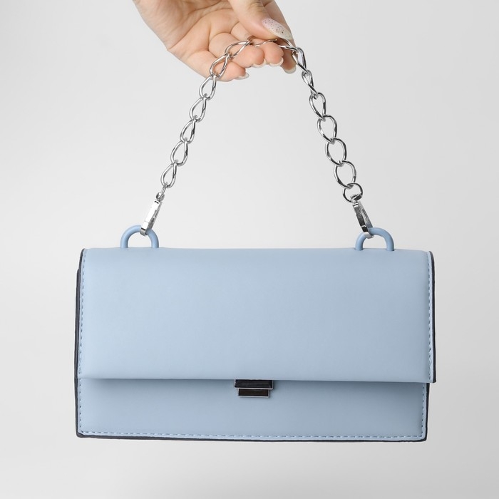 Цепочка для сумки, с карабинами, металлическая, плоская, 19 &times; 15 мм, 30 см, цвет серебряный