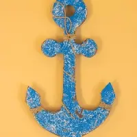 Декор интерьерный "Якорь" дерево 23х2х40 см, цв. ярко-синий