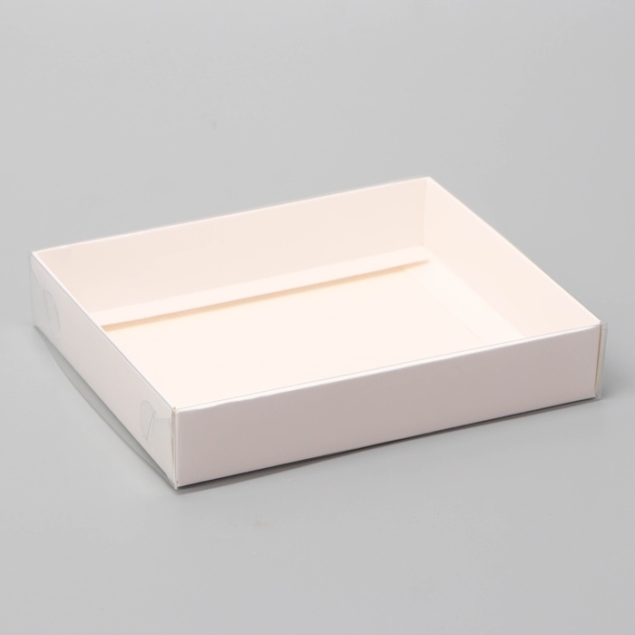 Коробочка сборная с прозрачной крышкой 16&times;13&times;3 см, белая