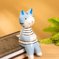 Сувенир дерево "Кот сидячий" цв. голубой, 6х6х15 см