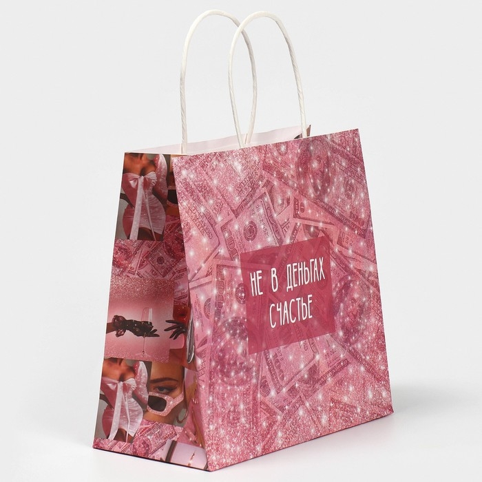Пакет подарочный, упаковка, &laquo;Счастье в бабках&raquo;, 22 х 22 х 11 см