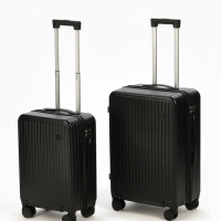 Чемодан 20", PС, 34*22*56, отд на молнии, код замок, 4 колеса, черный