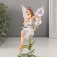 Сувенир полистоун "Девушка-фея в сиреневом платье на цветке" 7,5х6х14 см