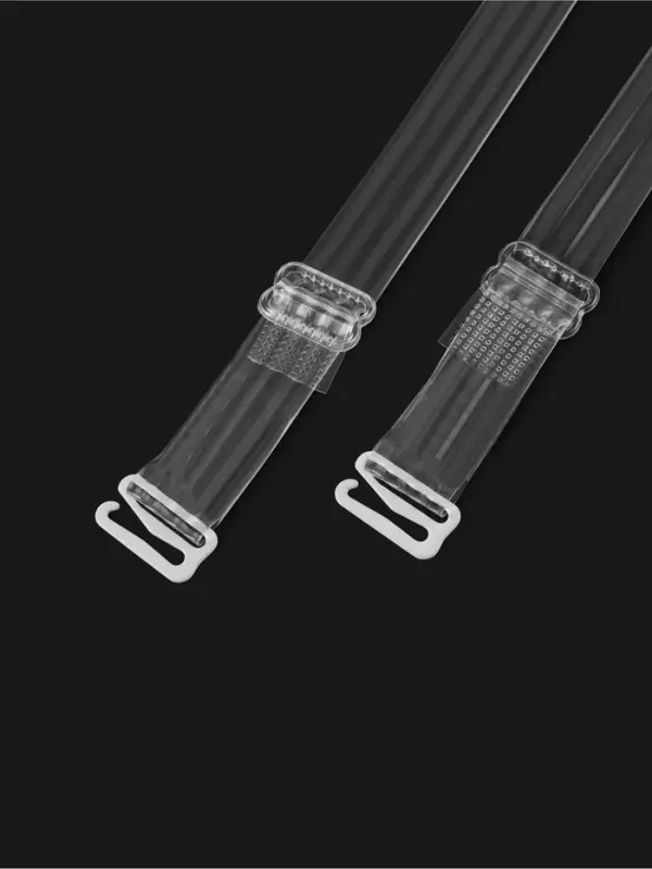 Лямки для бюстгальтера, силиконовые, фурнитура металл, 4 полосы, 1.5 см, 37 см, пара, прозрачные