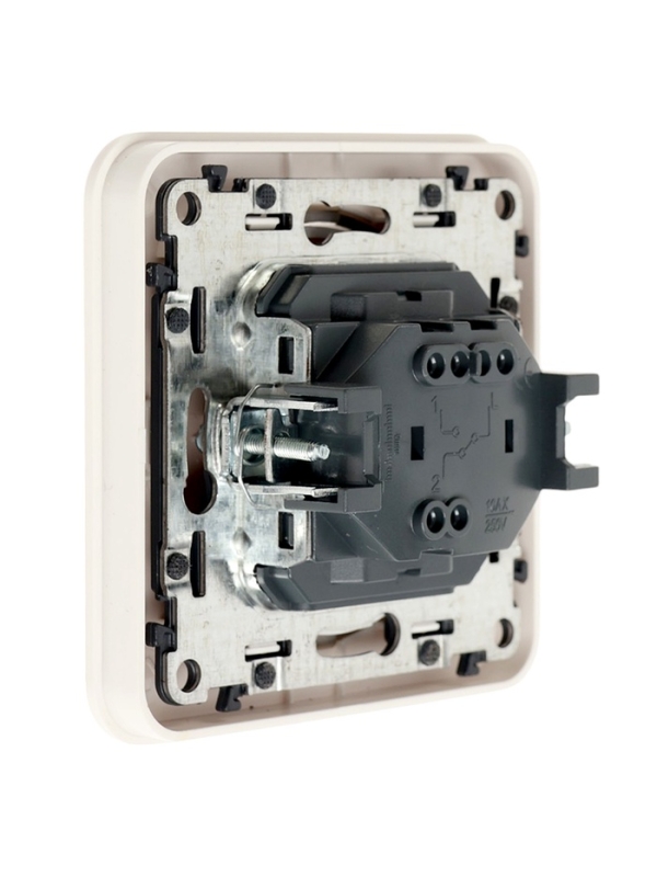 Выключатель, серия "Circular", 10 А, 1 кл., скрытый, белый, серебристая рамка