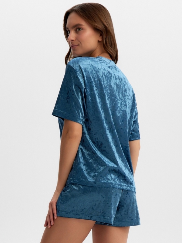 Комплект женский (футболка и шорты) KAFTAN Velvet р. 48-50, синий