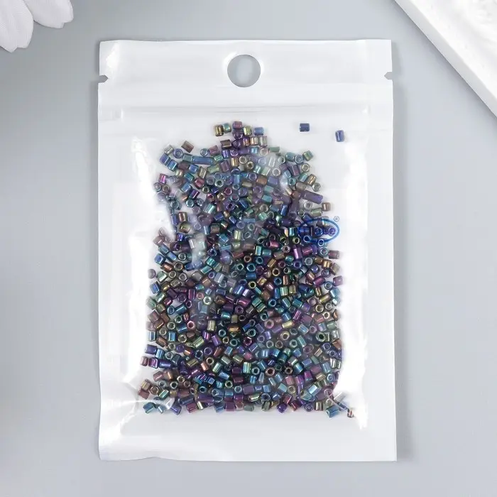 Бисер стекло 12/0 "Цилиндр. Синий меланж. Металлик" 10 гр