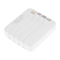 Внешний аккумулятор 484, 10000 мАч, кабели Type-C/Lightning/MicroUSB, фонарь, белый