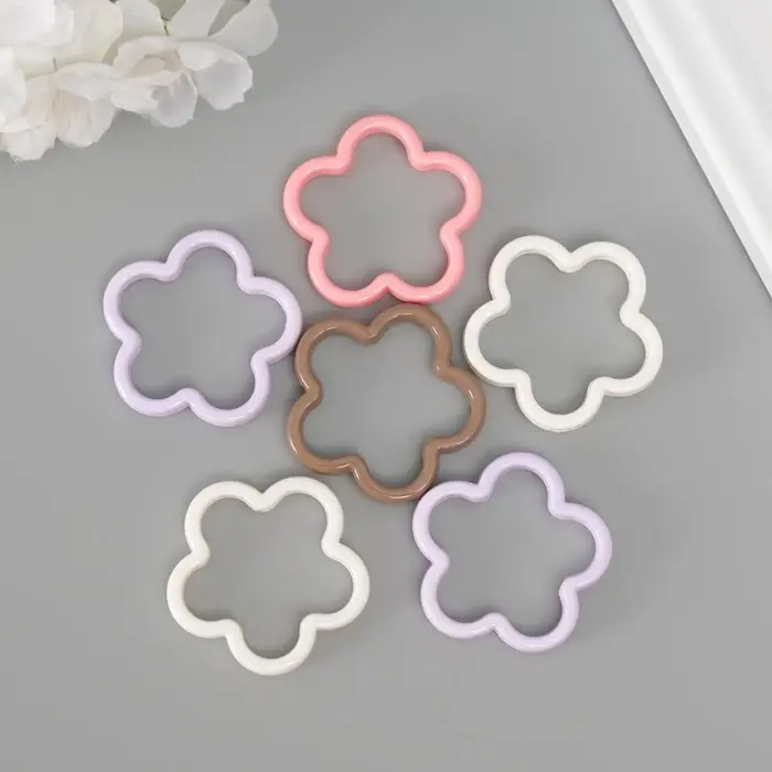 Бусина для творчества пластик "Цветок" МИКС 4,2х4,2х0,6 см