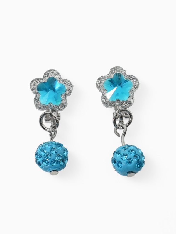 Серьги-клипсы детские "Выбражулька" шамбала с звездой кристалл, цвет голубой