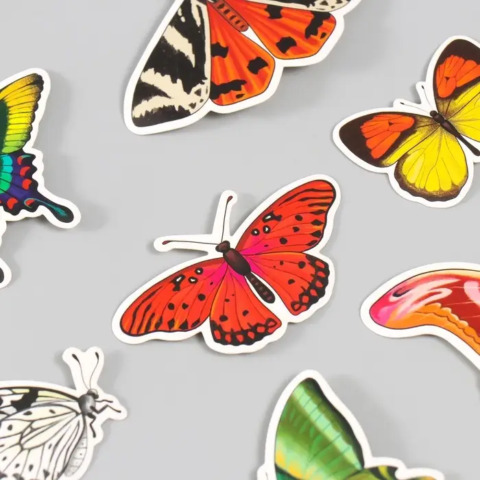 Бабочки картон "Натуральные" набор 12 шт h=4-10 см