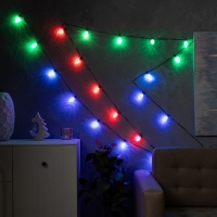 Умная гирлянда &laquo;Нить&raquo; 6 м с насадками &laquo;Шишки&raquo;, IP20, тёмная нить, 20 LED, свечение RGB, USB