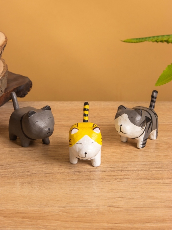 Сувенир &laquo;Котик Неко полосатый&raquo;, 7&times;3&times;5 см, дерево, МИКС