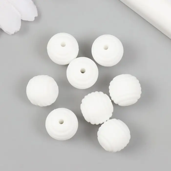 Бусина силикон &laquo;Круглая с фаской&raquo; белая d=1.5 см