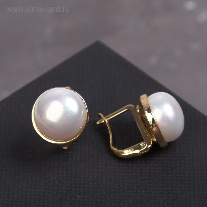 Серьги с жемчугом &laquo;Грейс&raquo; классика в огранке, цвет белый в золоте