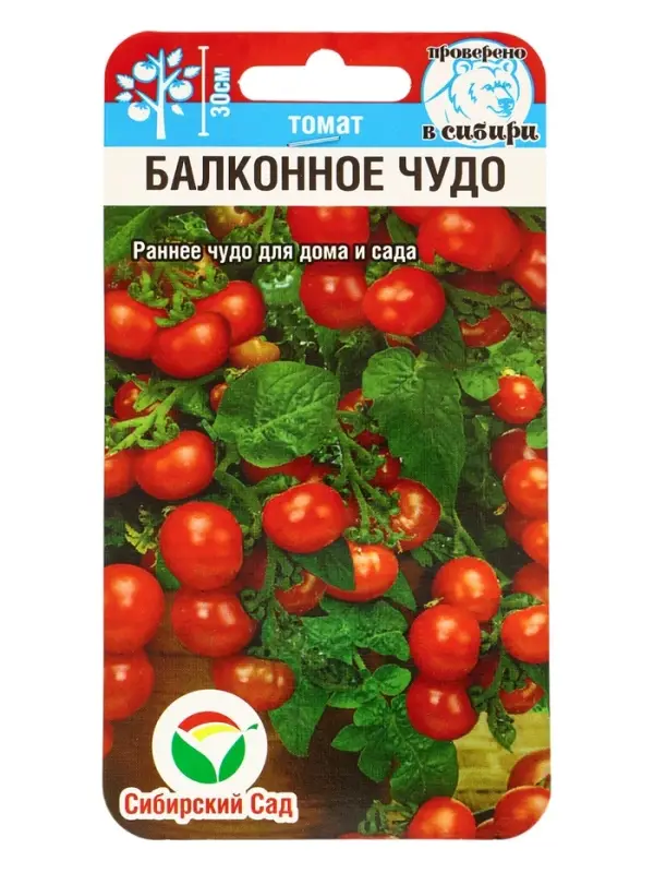 Семена Томат "Балконное чудо", ультраскороспелый,детерминантный,низкорослый 20 шт