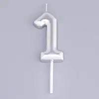 Свеча в торт &laquo;Европейская&raquo;, цифра 1, 6 см, серебро