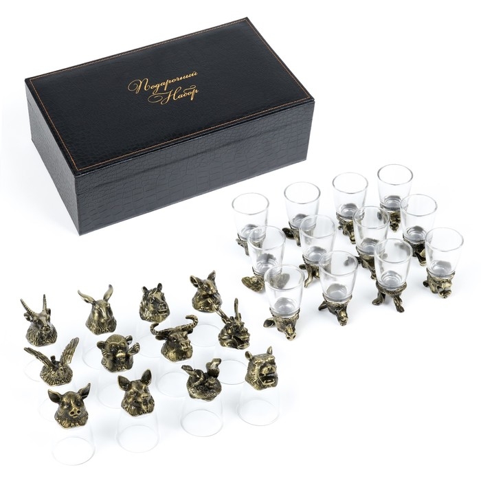 Подарочный набор рюмок-перевёртышей на 12 персон, с графином 400 мл, рюмка 30 мл, бронза Подарочный набор рюмок-перевёртышей на 12 персон, с графином 400 мл, рюмка 30 мл, бронза