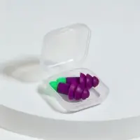 Беруши, 3&times;1.3 см, в футляре, фасовка 10 шт., силиконовые, фиолетовый/зелёный