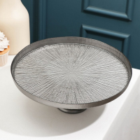 Блюдо сервировочное для торта &laquo;Кувшинка&raquo;, d=28 см, на ножке, цвет серебряный