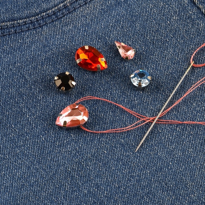 Стразы пришивные &laquo;Ассорти&raquo;, в оправе, набор 50 шт, разноцветные