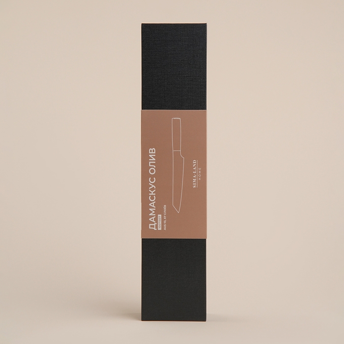 Нож кухонный SL Home &laquo;Оливия&raquo;, разделочный, лезвие 20,32 см, дамасская сталь, цвет коричневый