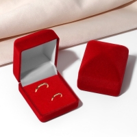 Футляр бархатный под 2 кольца &laquo;Традиции&raquo;, 5 x 4,5 x 3 см, цвет красный