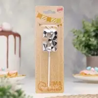 Свеча для торта &laquo;Алмаз&raquo;, цифра 3, серебристый металлик