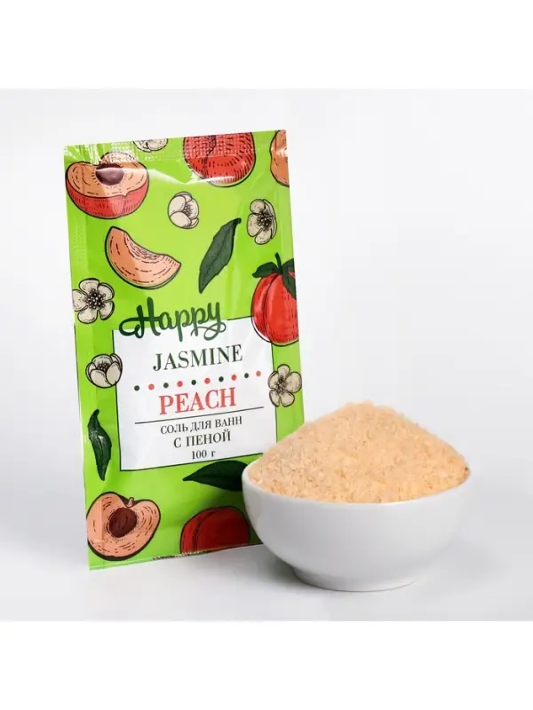Соль для ванн с пеной Happy персик и жасмин, 100 г