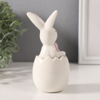 Сувенир керамика "Белый кролик с бантиком в скорлупе" 5х7,5х13,5 см