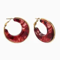 Серьги-кольца акрил "Тренд", цвет бордовый в золоте