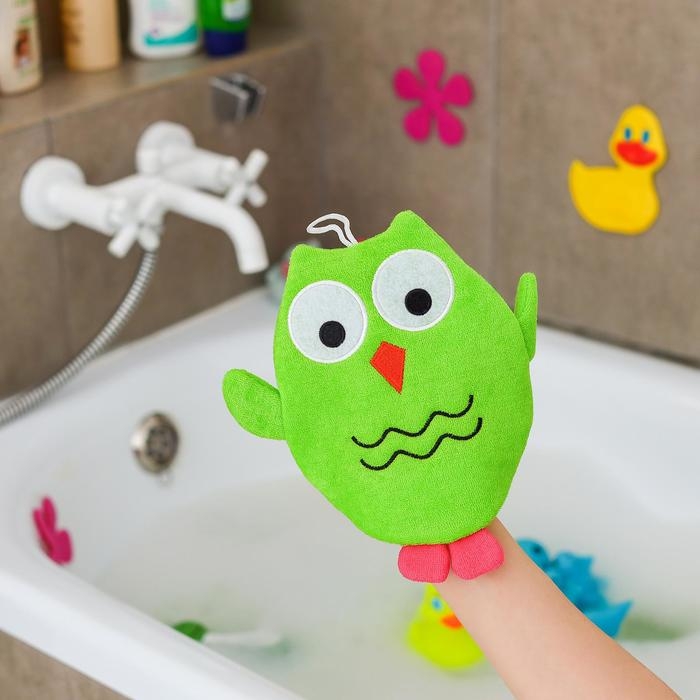 Мочалка - варежка детская для купания Доляна «Совушка», 20 см, цвет МИКС Мочалка - варежка детская для купания Доляна «Совушка», 20 см, цвет МИКС