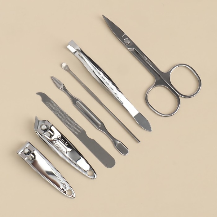 Набор маникюрный &laquo;Мур-мяу&raquo;, 7 предметов, в футляре, цвет чёрный/белый