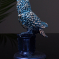 Статуэтка "Филин на пьедестале" 7х6х13  см, цвет серо-голубой