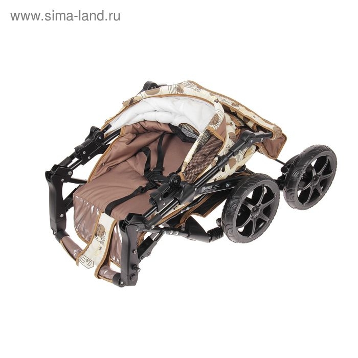 Коляска-трансформер &laquo;Гном&raquo;, пластиковые колёса, оттенки бежевого, рисунок МИКС