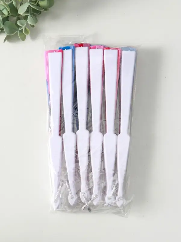 Веер пластик, текстиль "Ромашки и бабочки" МИКС широкие лопасти 23 см