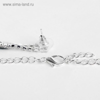 Набор 2 предмета: серьги, колье &laquo;Листопад&raquo; тонкий ромб, цвет зелёно-белый в серебре, 45 см