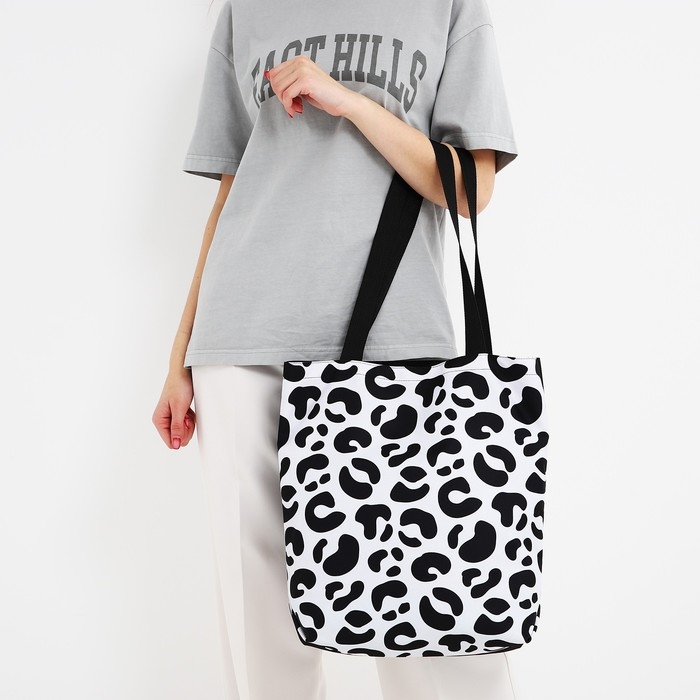 Шопер Леопард, 40х12х38, цвет чёрный Шопер Леопард, 40х12х38, цвет чёрный