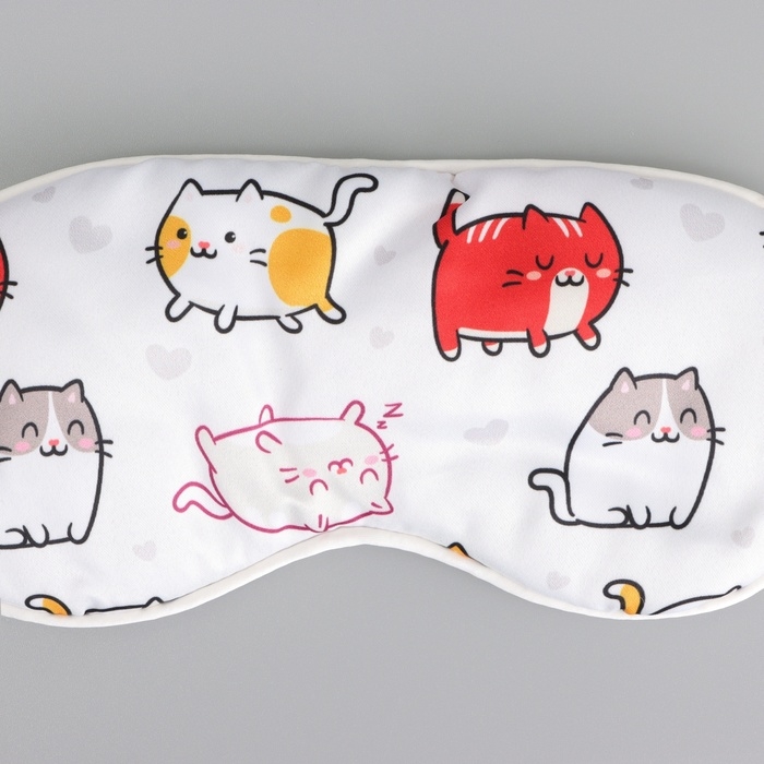 Маска шелковая для сна «Котички», 20 х 9 см, цвет белый Маска шелковая для сна «Котички», 20 х 9 см, цвет белый