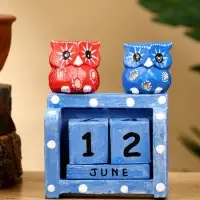 Календарь настольный &laquo;Пара совят&raquo;, 8&times;4&times;9.5 см, дерево, синий, красный