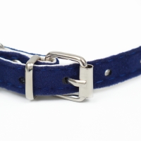 Ошейник бархатистый с сердечками, 32 х 1 см, ОШ 23-29, текстиль и кожзам, синий Ошейник бархатистый с сердечками, 32 х 1 см, ОШ 23-29, текстиль и кожзам, синий