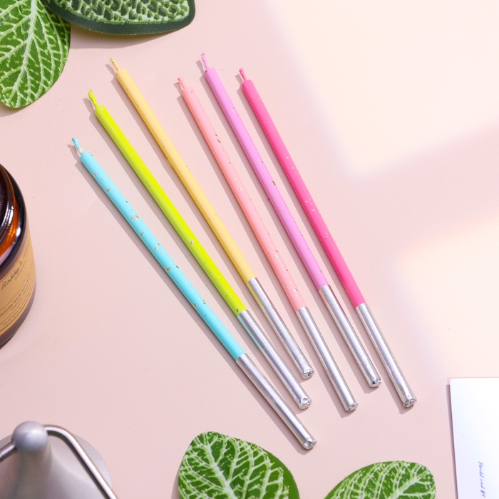 Набор свечей в торт, 6 штук "Исполнение желаний", 15 см, разноцветный